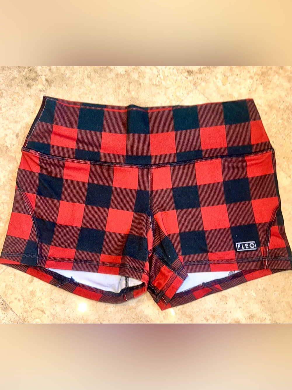 Fleo Red and Black Buffalo Plaid Bike Shorts